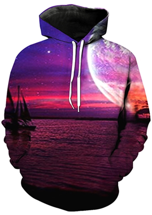 Sunset and the moon 3d street wear hoodie