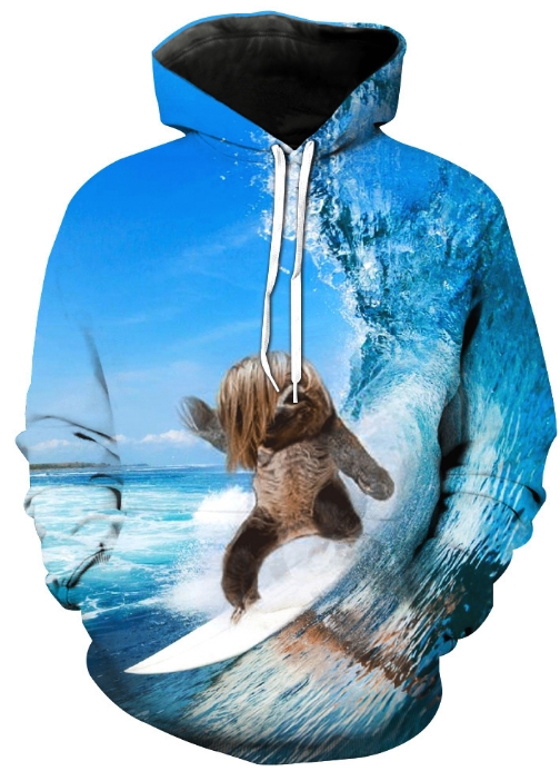 Surfer sloth 3d street wear hoodie
