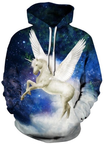 White space unicorn 3d street wear hoodie