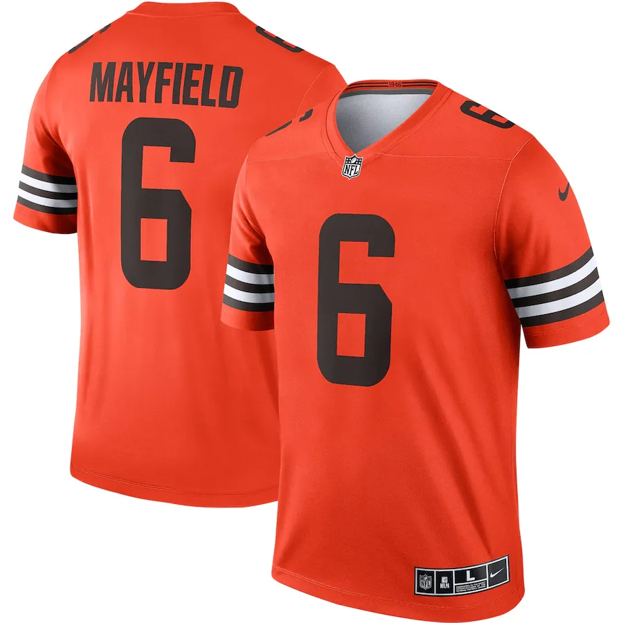 Men's cleveland browns baker mayfield nike orange inverted legend jersey