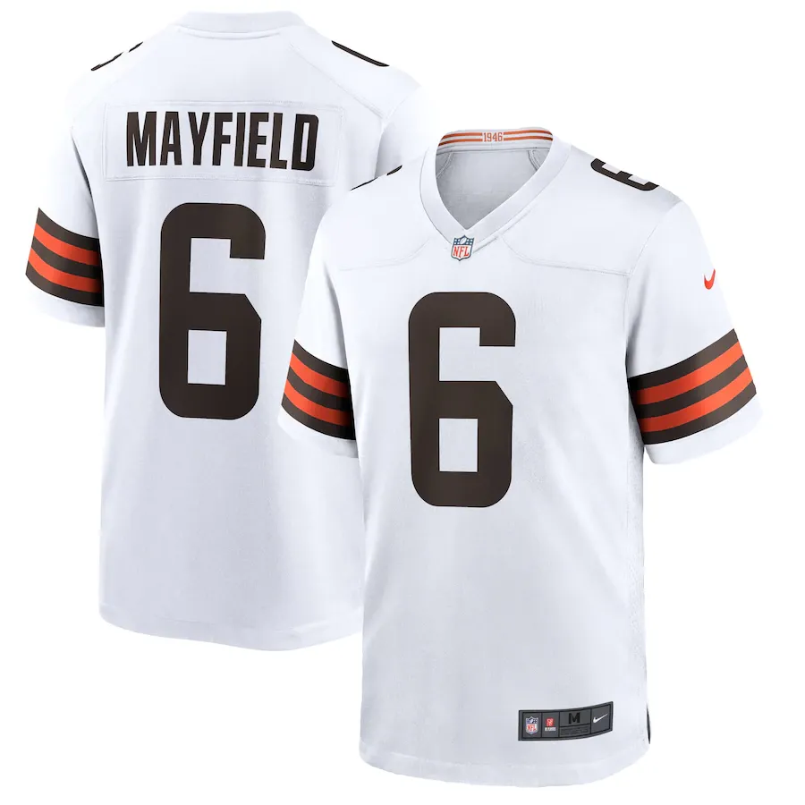 Men's cleveland browns baker mayfield nike white player game jersey