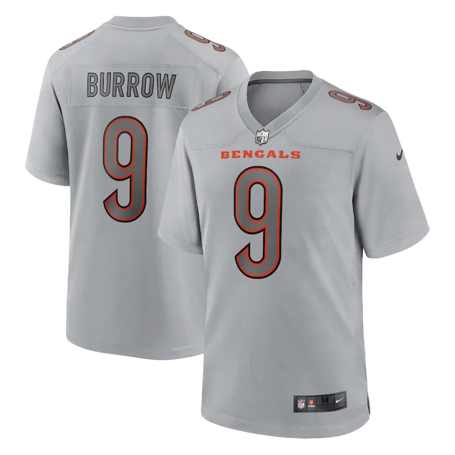 Men's cincinnati bengals joe burrow nike gray atmosphere fashion game jersey