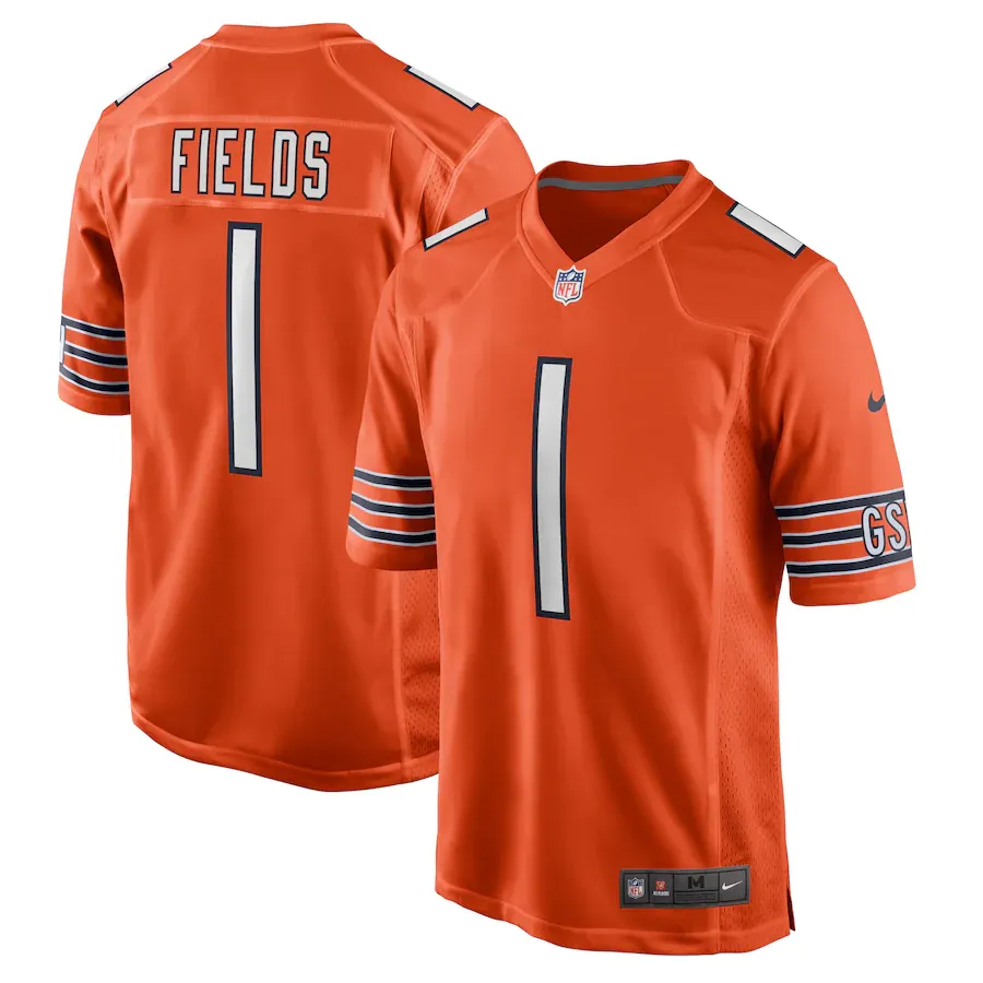 Men's chicago bears justin fields nike orange player game jersey