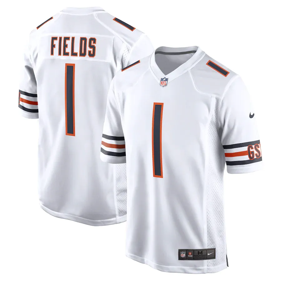 Men's chicago bears justin fields nike white player game jersey
