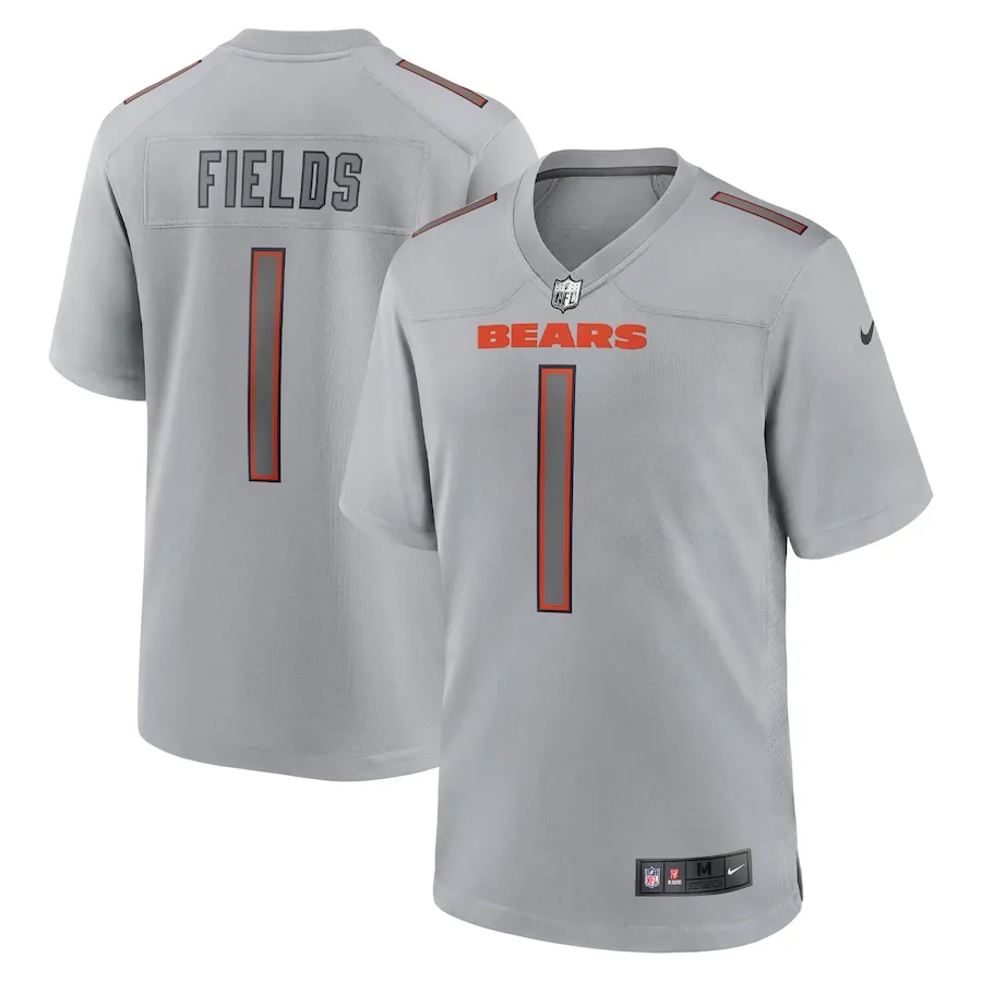 Men's chicago bears justin fields nike gray atmosphere fashion game jersey