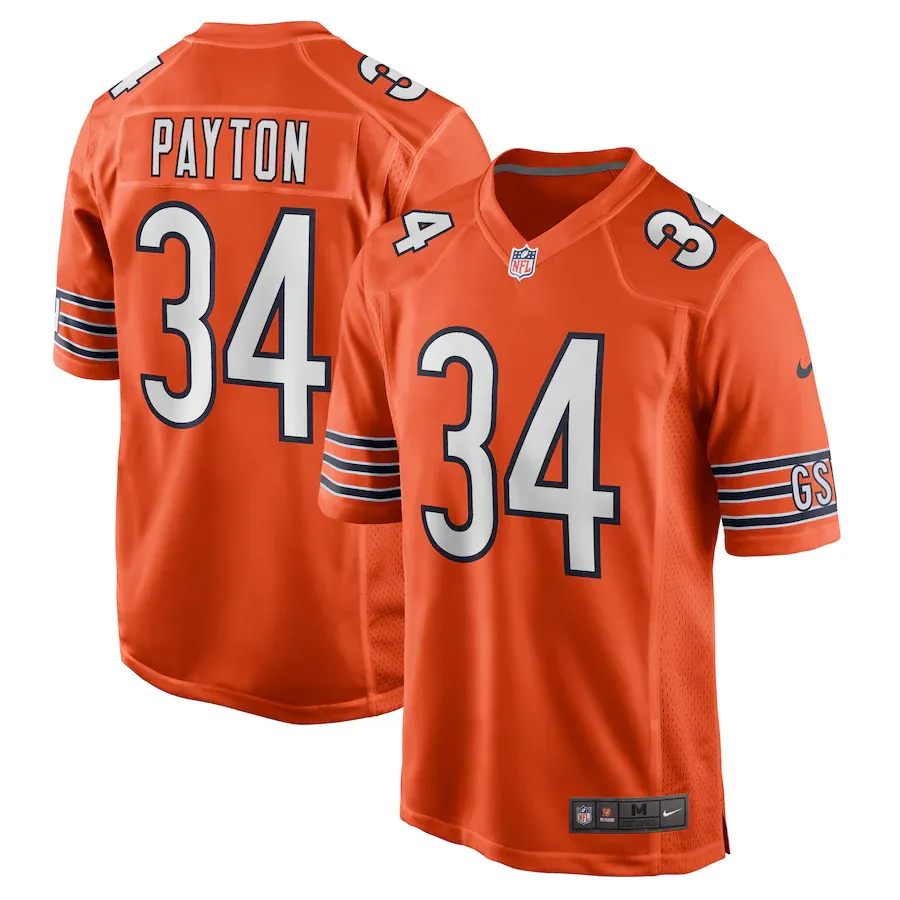 Men's chicago bears walter payton nike orange retired player jersey