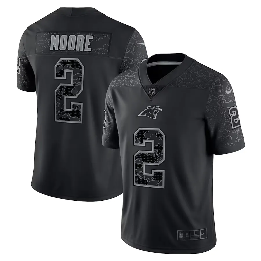 Men's carolina panthers d.j. moore nike black rflctv limited jersey