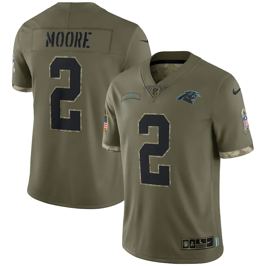 Men's carolina panthers d.j. moore nike olive 2022 salute to service limited jersey