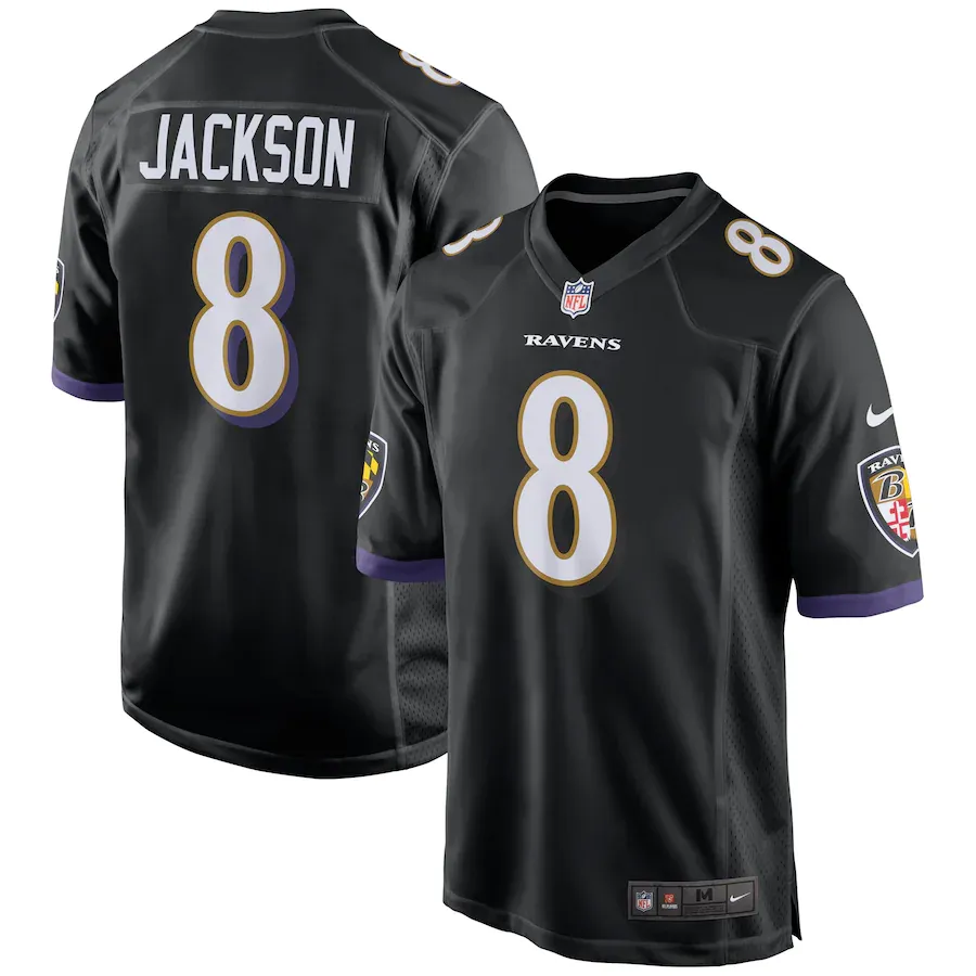 Men's baltimore ravens lamar jackson nike black game jersey