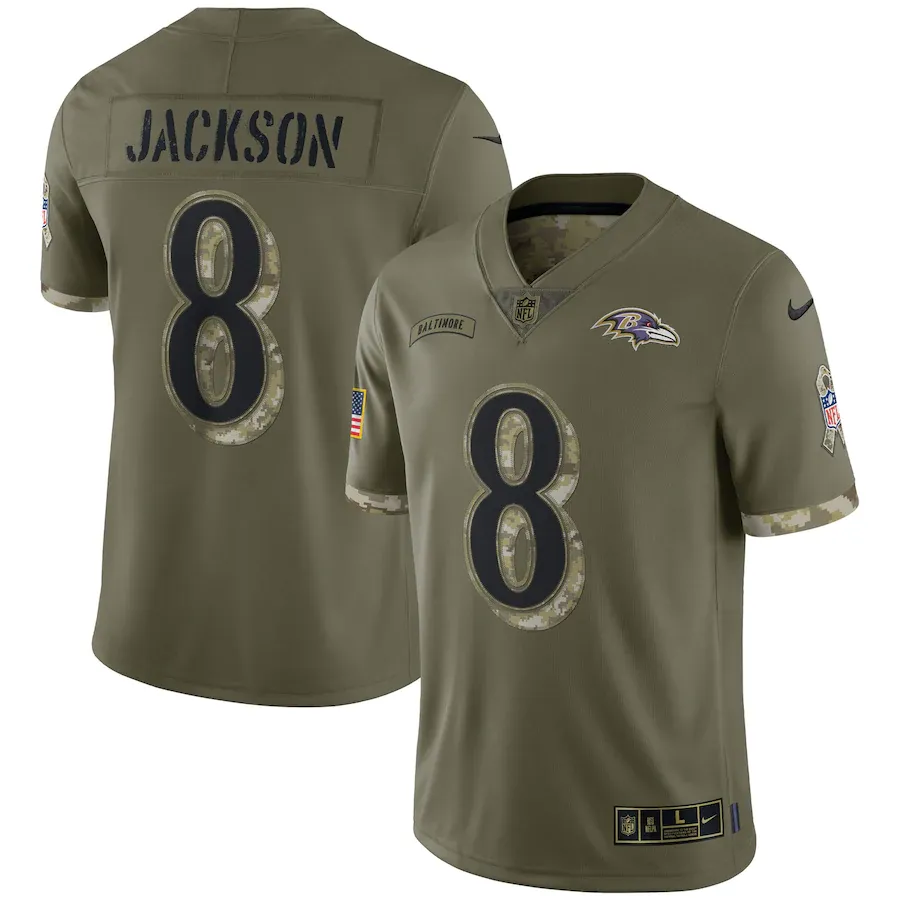 Men's baltimore ravens nike olive 2022 salute to service limited jersey