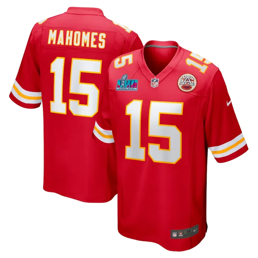 Men's kansas city chiefs patrick mahomes nike red super bowl lvii patch game jersey