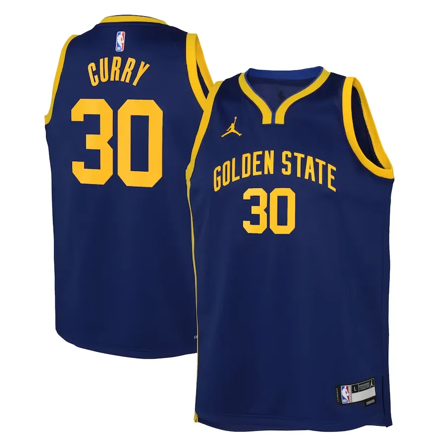 Golden state warriors jordan statement edition swingman jersey 22 - blue - stephen curry - youth