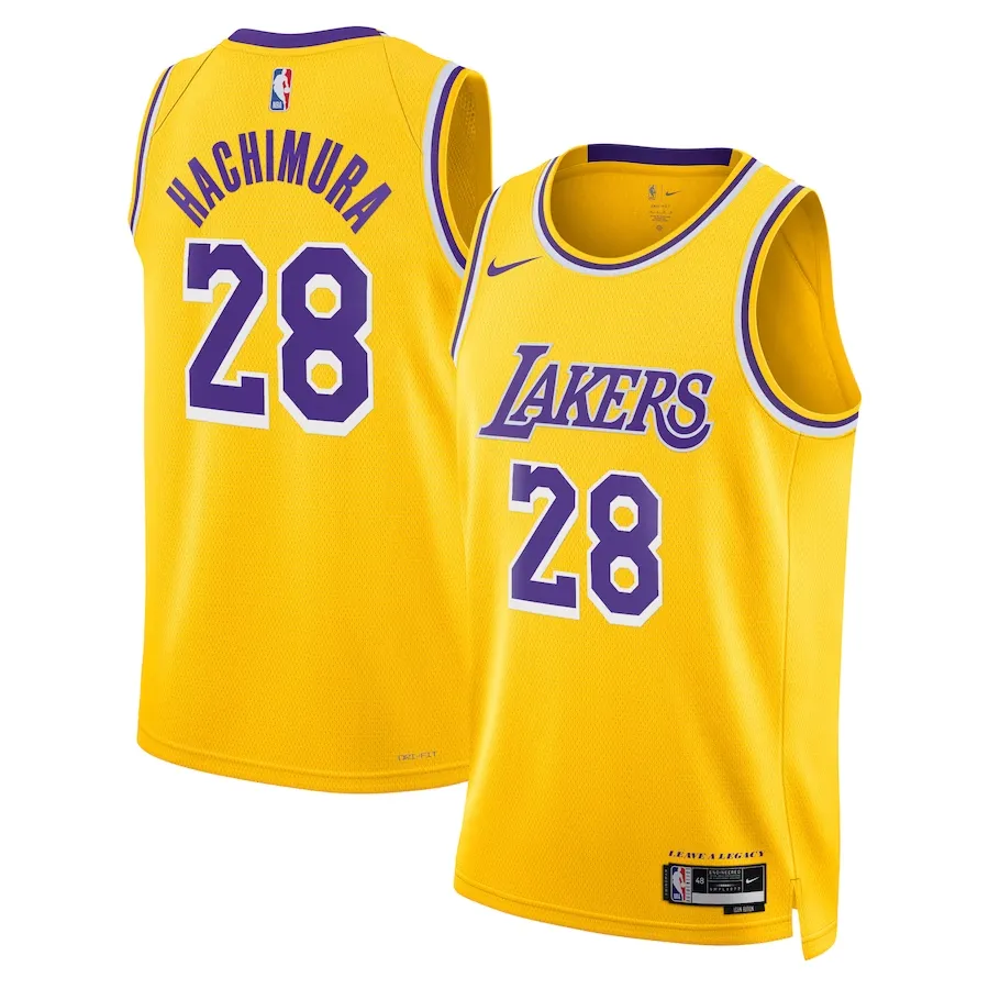 Los angeles lakers nike icon edition swingman jersey - gold - rui hachimura - unisex