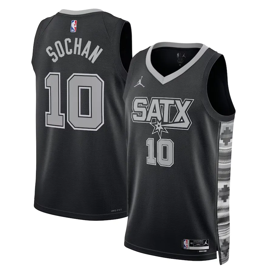 San antonio spurs jordan statement edition swingman jersey - black - jeremy sochan - unisex
