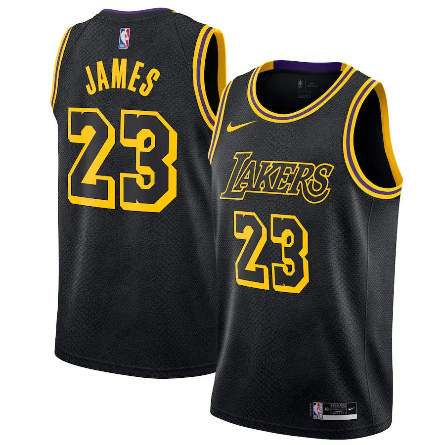 Los angeles lakers nike classic edition swingman jersey - black - lebron james - mens