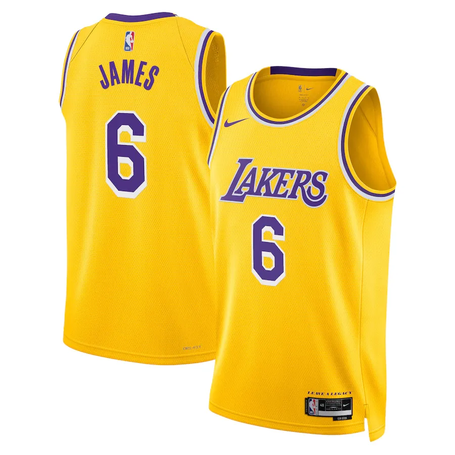 Los angeles lakers nike icon edition swingman jersey - gold - lebron james - unisex