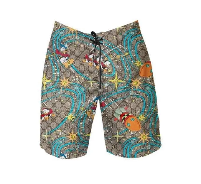Gucci donald duck luxury pants all over print short hawaiian short for men