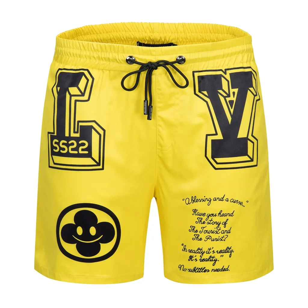 Louis vuitton yellow luxury brand all over print shorts pants for men #shorts#swimtrunks