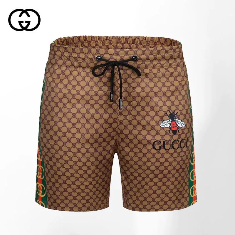 Gucci brown bee luxury pants all over print shorts for men #shorts#swimtrunks