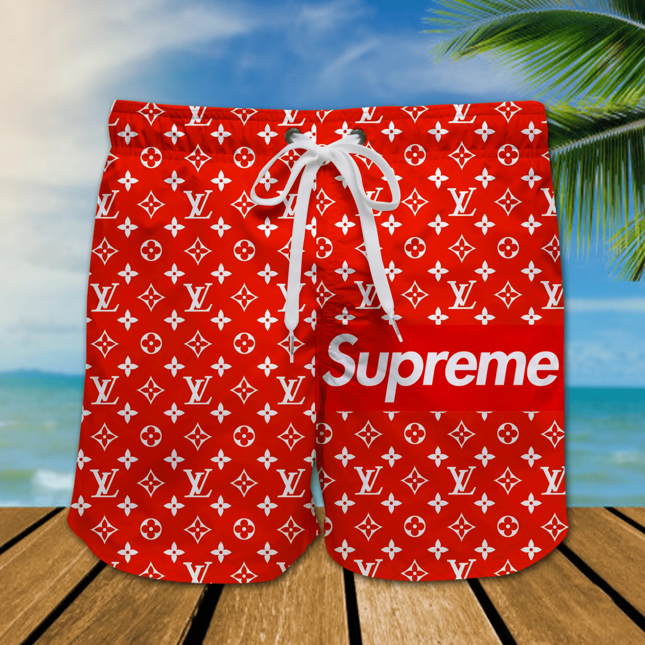 Louis vuitton supreme 3d luxury all over print shorts #shorts#swimtrunks
