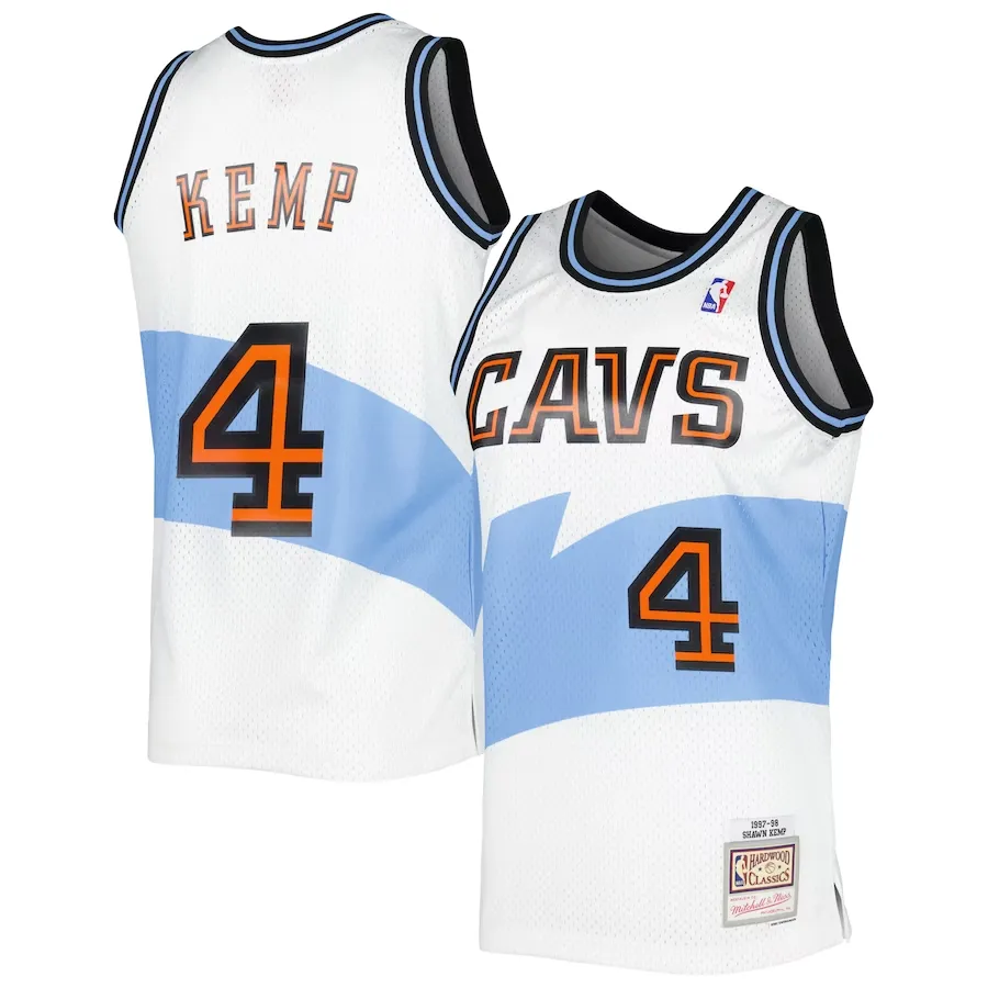 Men's Mitchell & Ness Shawn Kemp White Cleveland Cavaliers 1997-98 Hardwood Classics Swingman Jersey