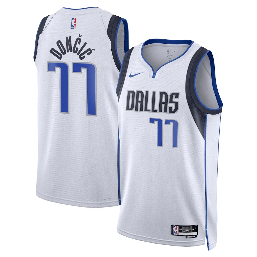 Dallas Mavericks Nike Association Edition Swingman Jersey - White - Luka Doncic - Unisex