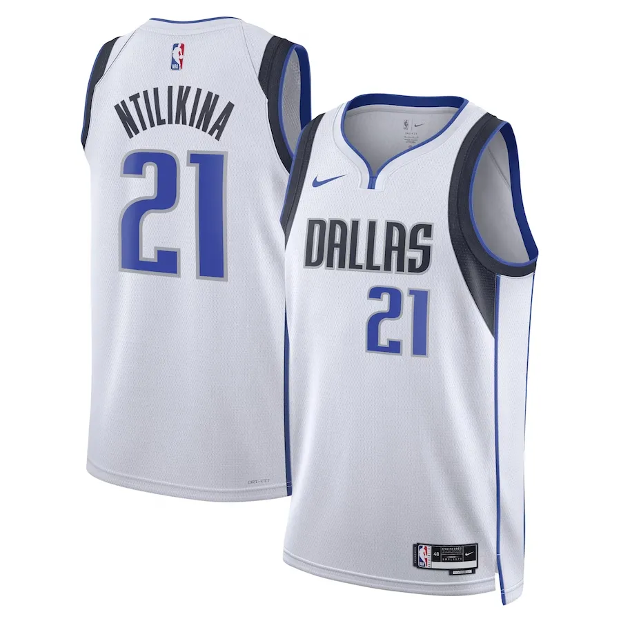 Dallas Mavericks Nike Association Edition Swingman Jersey - White - Frank Ntilikina - Unisex