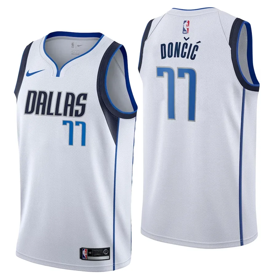Dallas Mavericks Nike Association Edition Swingman Jersey - White - Luka Doncic - Mens