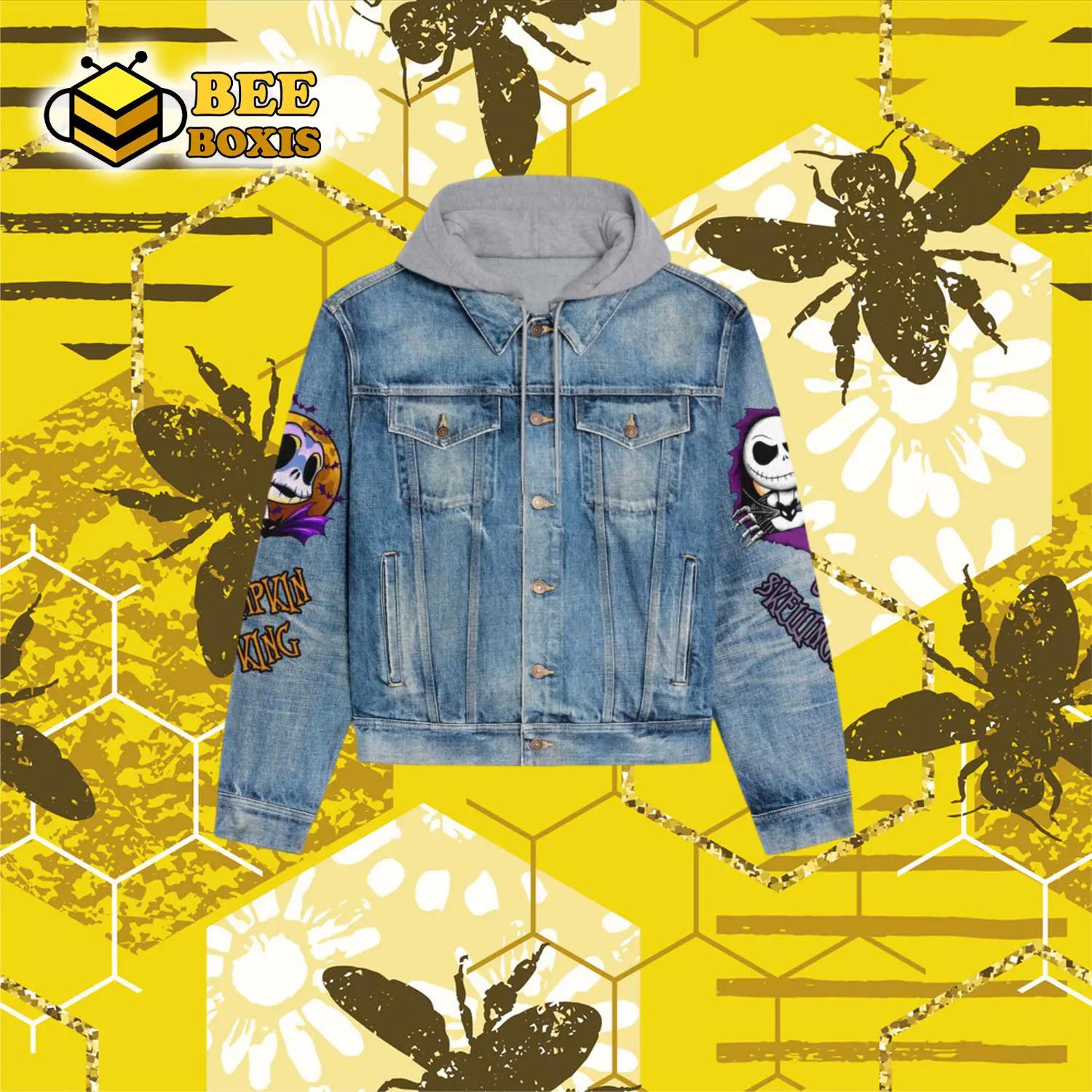 1993 wonderful nighmare skull design hooded denim jacket.png