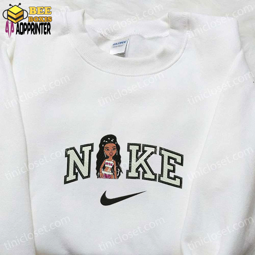 1996 bratz doll x nike embroidered sweatshirt: cartoon hoodie perfect family gifts