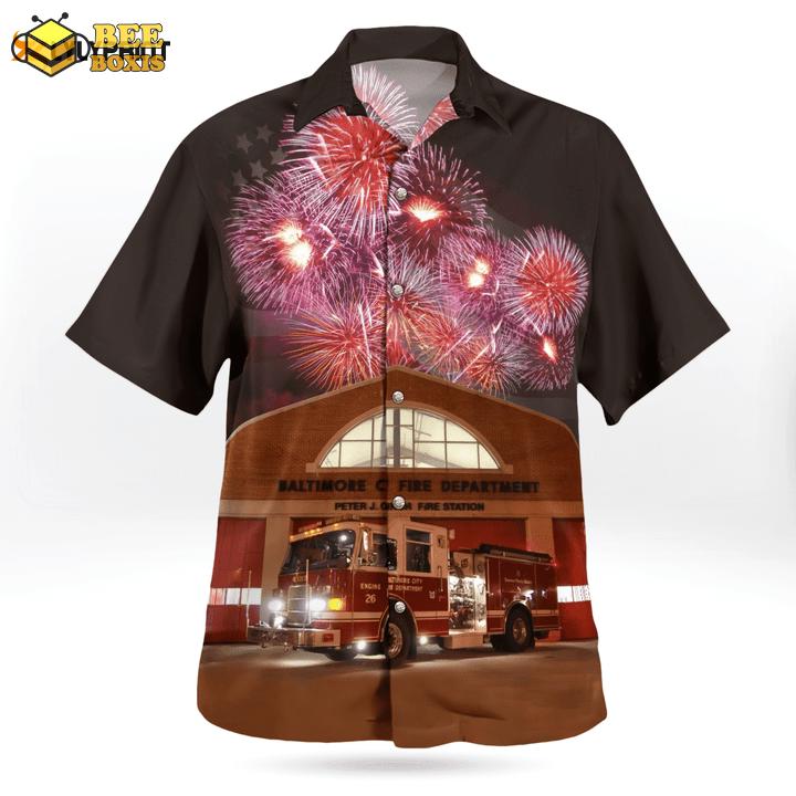 4th of july baltimore city fire department hawaiian shirt