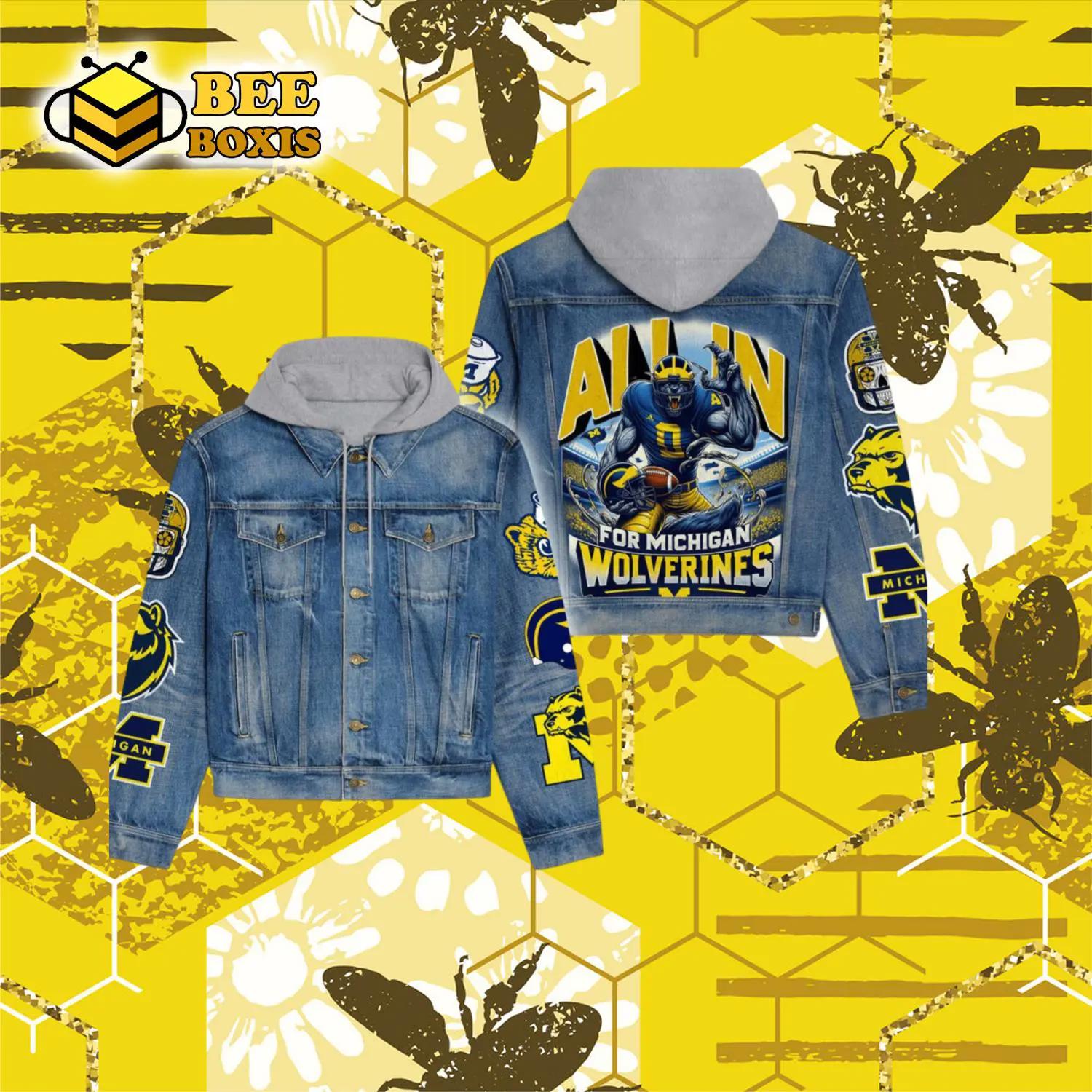 Allin for michigan wolerines hooded denim jacket.png