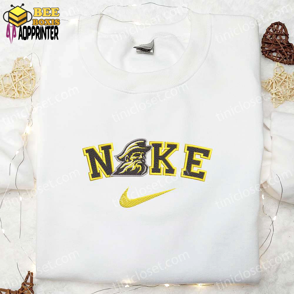 Appalachian state mountaineers nike embroidered shirt & hoodie set: perfect ncaa sports gift