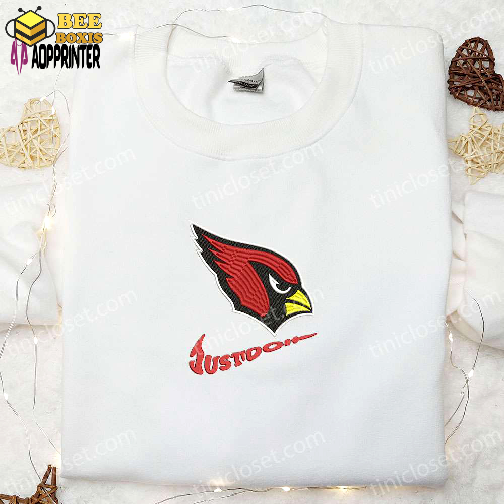 Arizona cardinals just do it x nike swoosh embroidered shirt & hoodie: best nfl sports gift