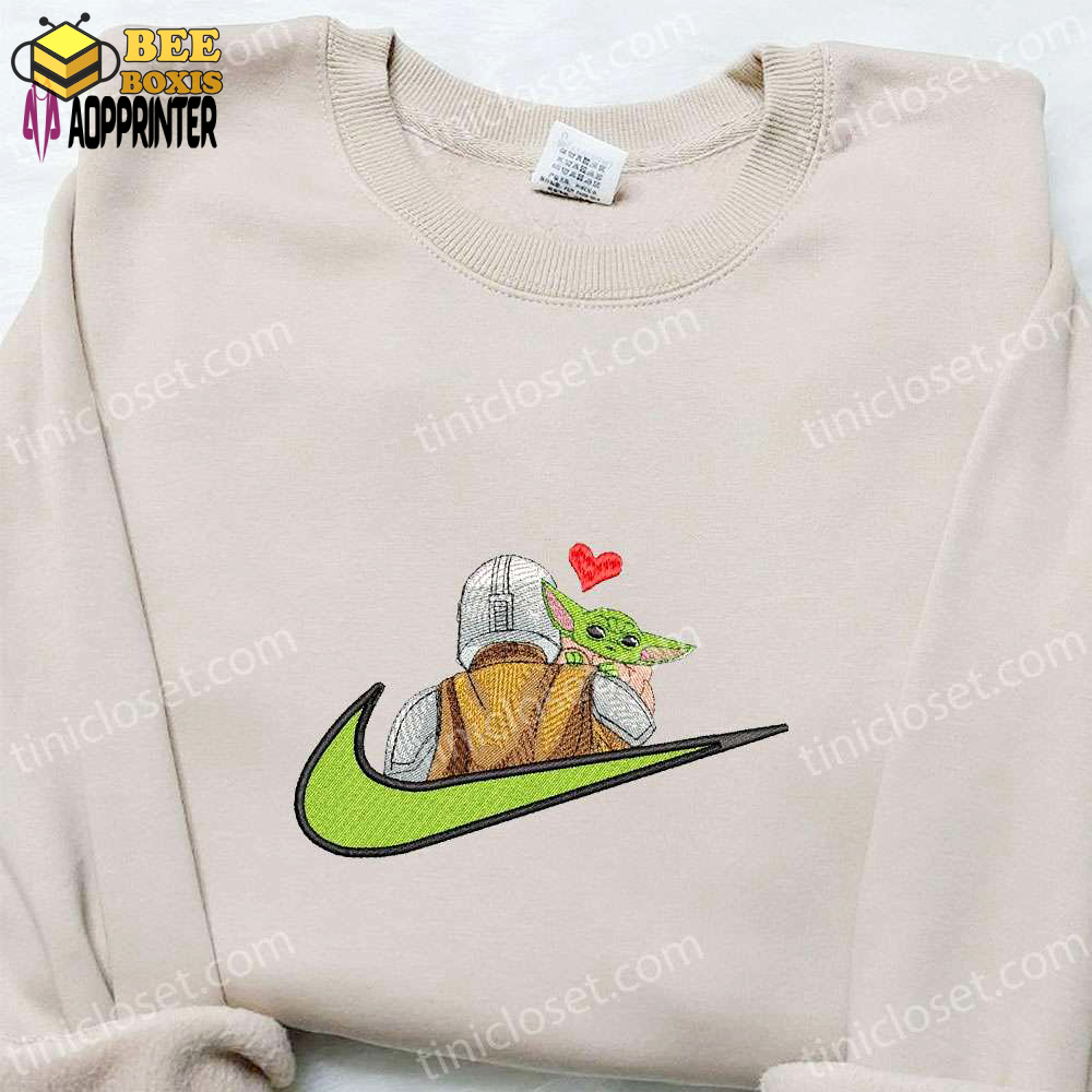 Baby yoda heart x nike swoosh shirt & star wars hoodie: perfect family gifts