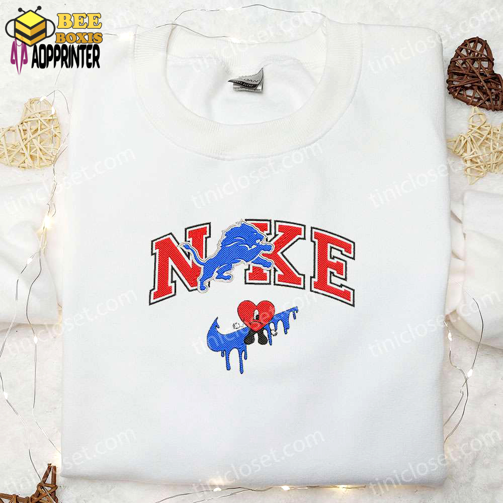 Bad bunny x nike detroit lions embroidered shirt & hoodie: perfect nfl sports gift