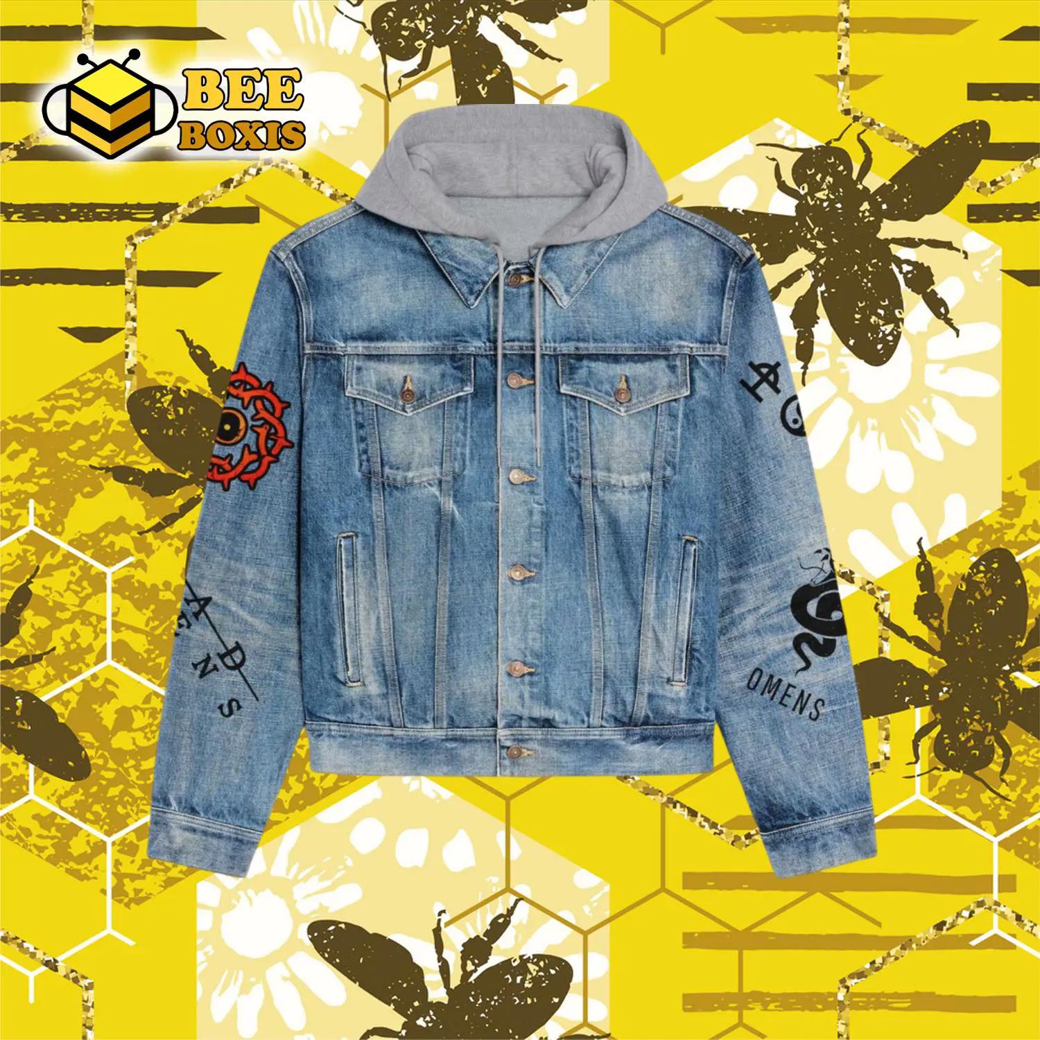 Bad omens rock band american snake design hooded denim jacket.png