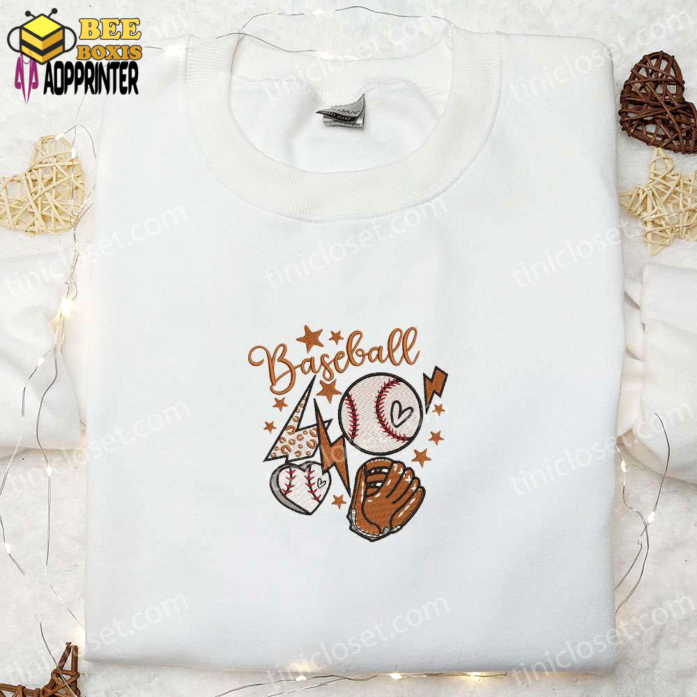 Baseball mom life embroidered shirt & hoodie – perfect mother s day gift idea