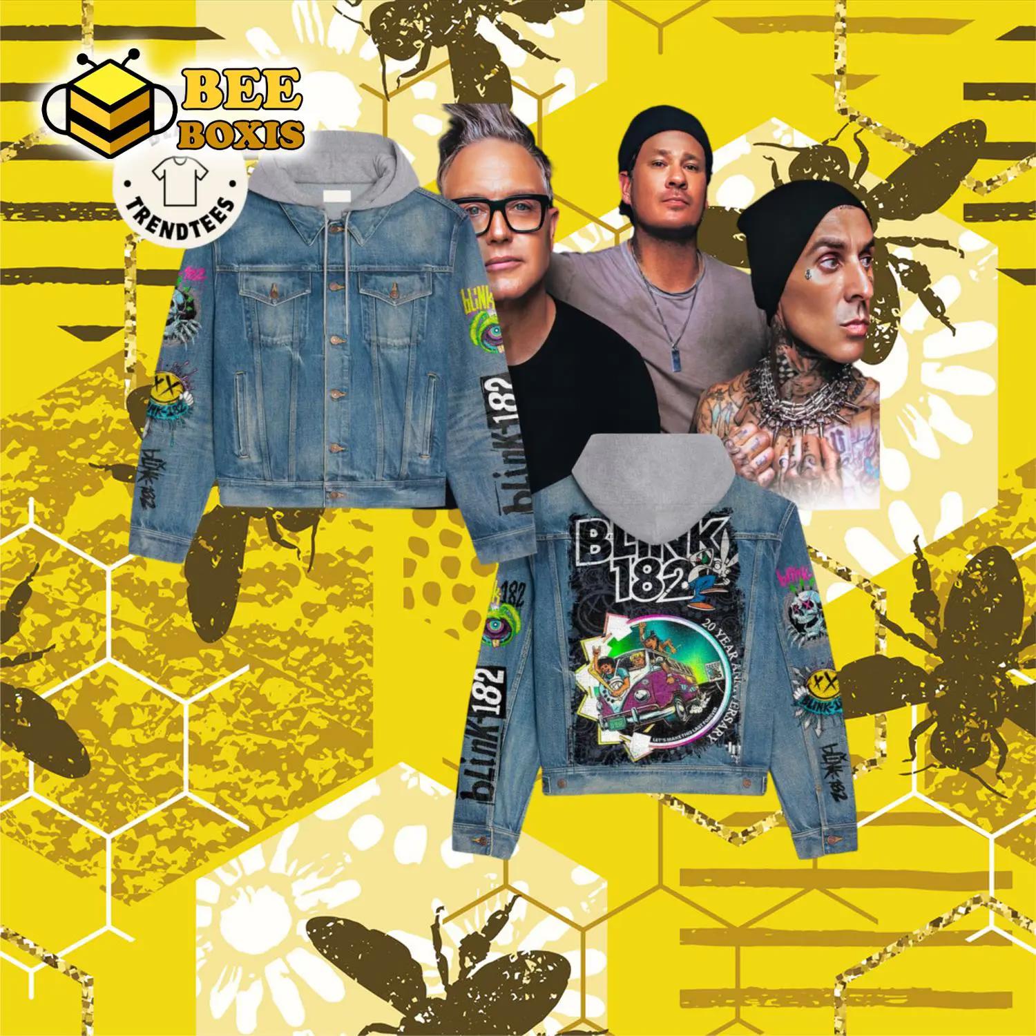 Blink 182 20 year anniversary design hooded denim jacket.png