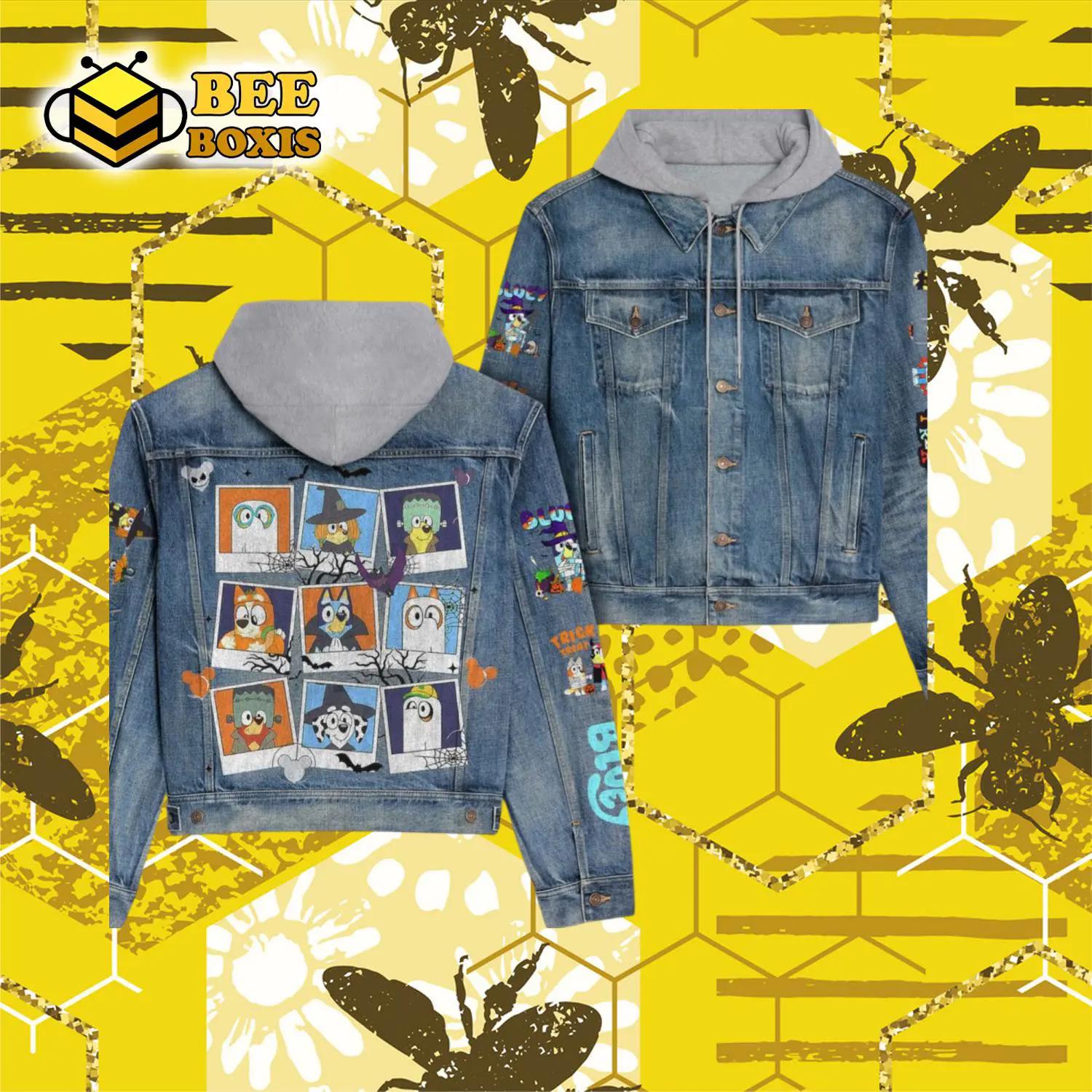 Bluey animated television series design hooded denim jacket.png