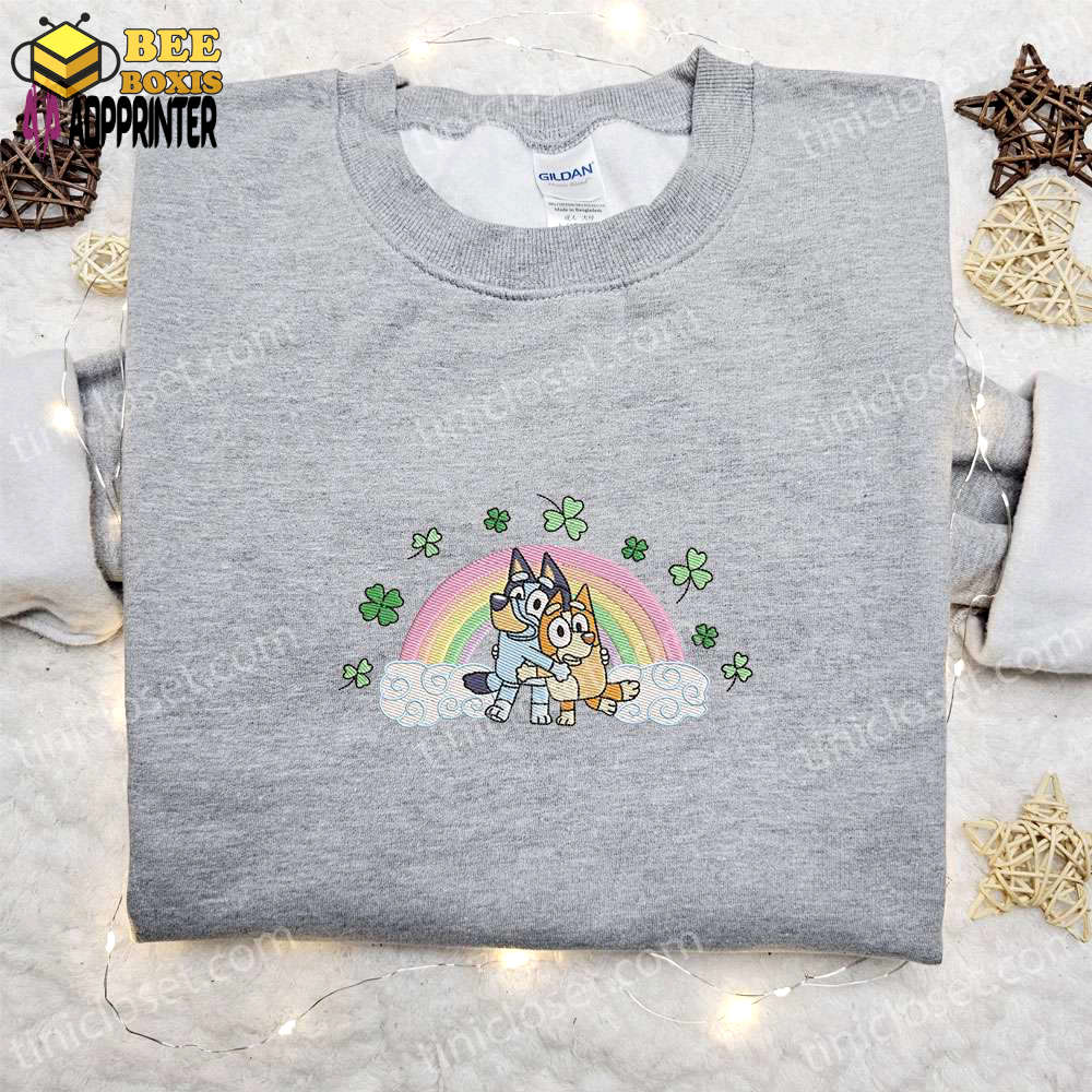 Bluey & bingo rainbow shamrock shirt & hoodie: perfect saint patrick s day gift ideas
