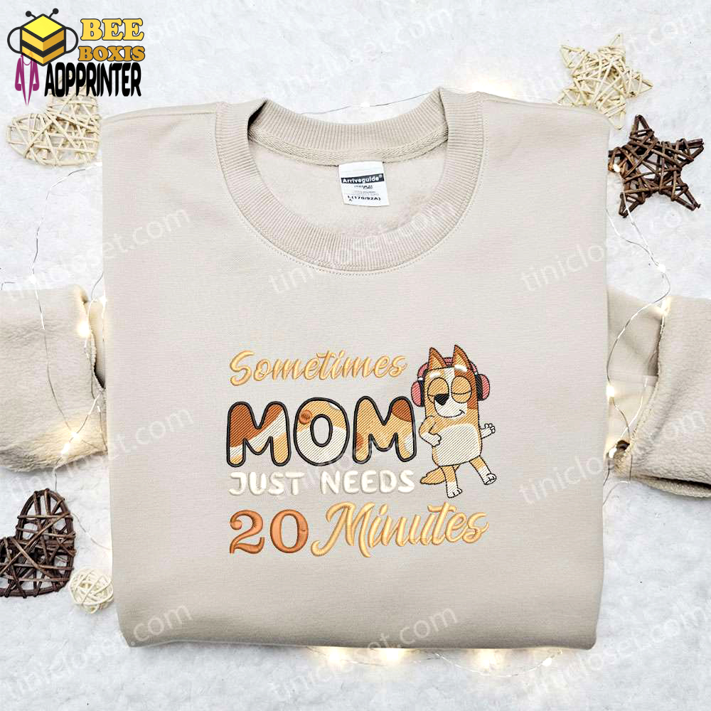 Bluey cartoon embroidered hoodie: perfect mother’s day gift idea for moms needing 20 minutes