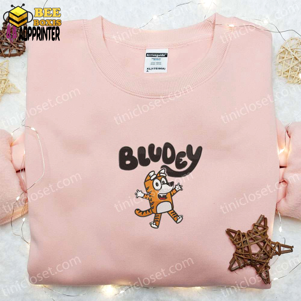 Bluey cartoon embroidered shirt & hoodie: perfect gift idea with bludey tiger best quality
