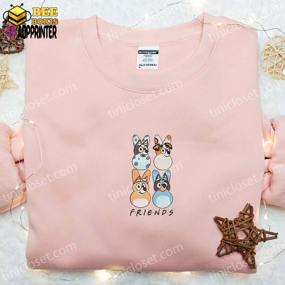 Bluey friends embroidered shirt & cartoon hoodie – perfect thanksgiving day gift idea