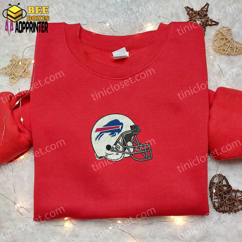 Buffalo bills helmet embroidered shirt & nfl sports hoodie: perfect gift idea for football fans!