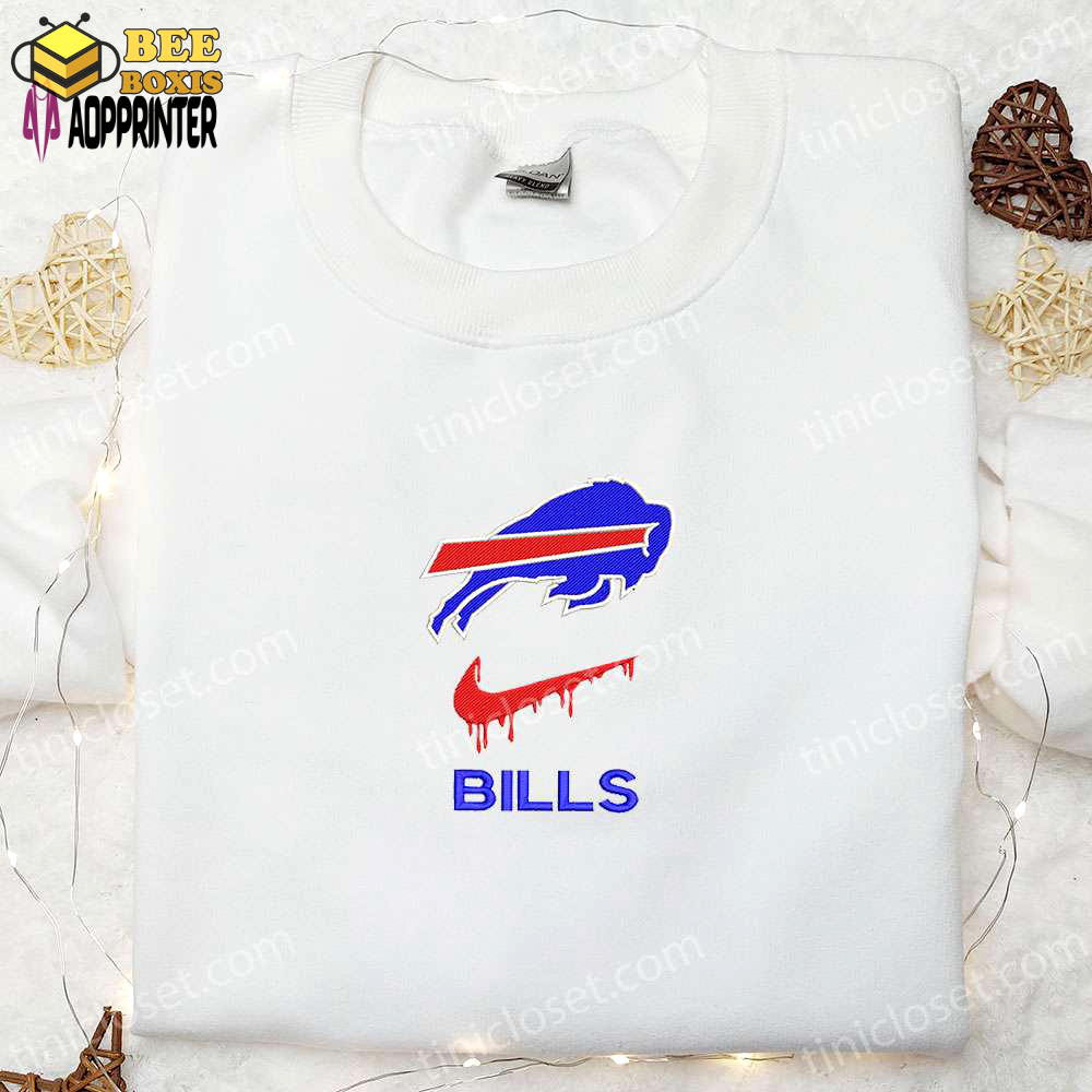 Buffalo bills x nike swoosh drip embroidered shirt & nfl sports hoodie – best gift idea