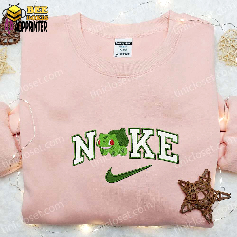 Bulbasaur x nike embroidered hoodie pokemon sweatshirt & custom t-shirt – stylish & unique apparel