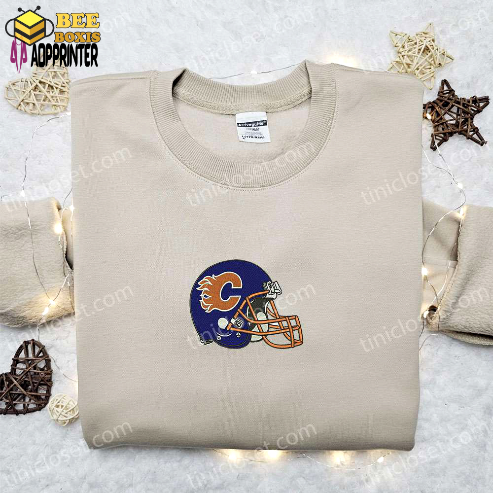 Calgary flames helmet embroidered shirt & nfl sports hoodie: the best gift idea