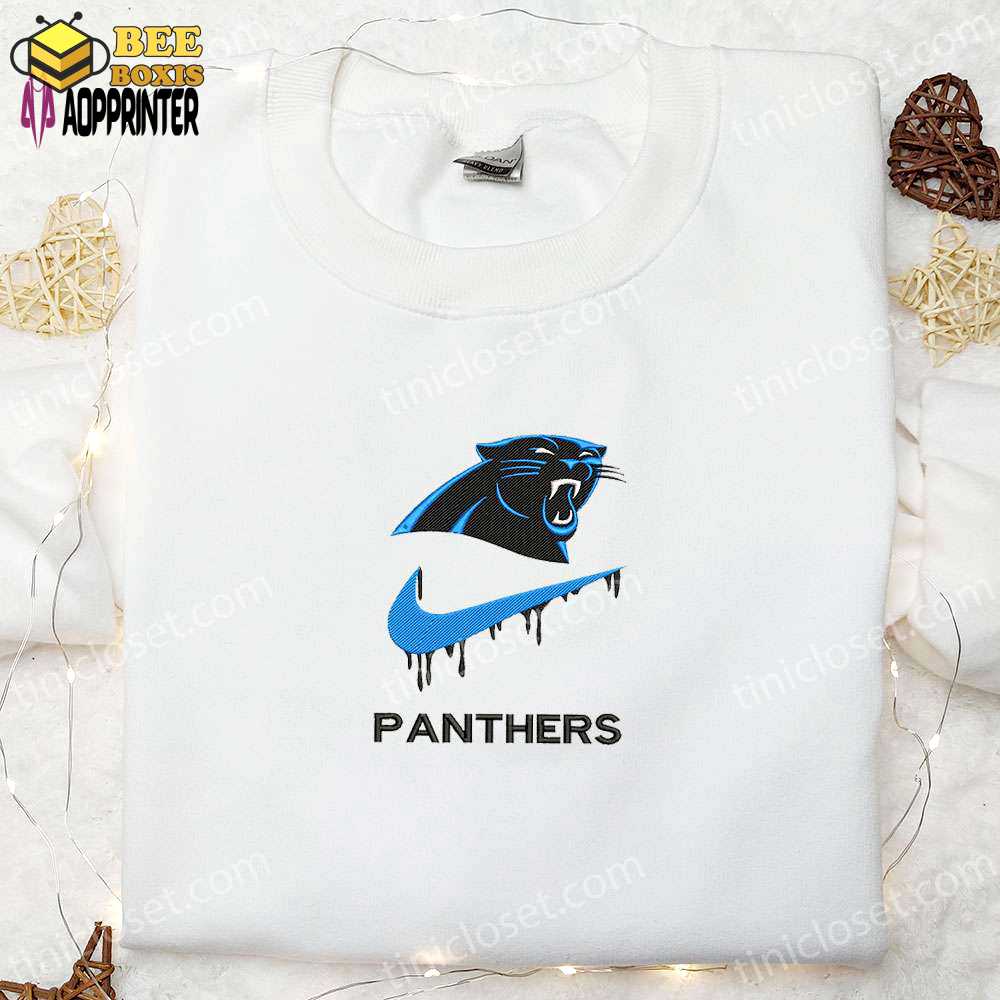 Carolina panthers x nike swoosh drip shirt & embroidered hoodie – ultimate nfl sports gift