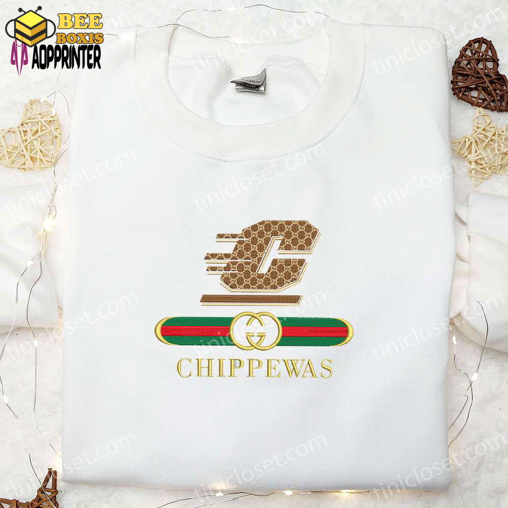 Central michigan chippewas x gucci embroidered shirt & hoodie: best ncaa sports gift idea